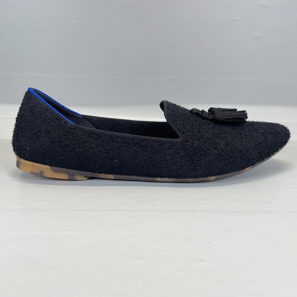 Rothy's The Almond Tassel Loafers Womens Size 8 Black Slip On Flats Casual Shoes